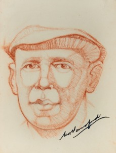 THE 1934 AUSTRALIANS IN ENGLAND: pencil and pastel drawings by Scottish artist and cricket enthusiast, Harry Henderson. Fifteen signed portraits of Woodfull, McCabe, O'Reilly, Oldfield, Ponsford, Wall, Grimmett, Kippax, Fleetwood-Smith, Barnett, Chipperfield, Darling, Bromley, Brown and Ebeling. (15).