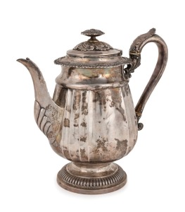 A fine quality Georgian sterling silver coffee pot, by Joseph Angell of&nbsp;London, circa 1824, 22cm high, 834 grams