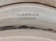 An antique English sterling silver dinner plate with engraved English coat of arms and gadrooned edge, made by Richard Sibley of London, circa 1840, and retailed by Makepeace of London, 25cm wide, 594 grams - 4