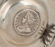 A Scottish sterling silver jug with Queen Anne silver coin set into the lid, made by Edward & Sons of Glasgow, 13cm high, 488 grams - 2
