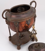 An Egyptian Revival antique English hot water urn in copper and brass, circa 1820, 28cm high - 4