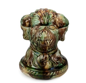 BENDIGO POTTERY colonial tobacco jar in the form of a dog 19th century, 14cm high
