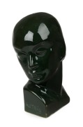 GUSTAV PILLIG green glazed ceramic bust of a lady, incised "G. Pillig", 17cm high