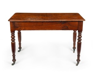 An early antique Colonial Australian cedar single drawer writing table, Sydney origin, circa 1830, ​​​​​​​77cm high, 120cm wide, 66cm deep