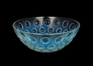 LALIQUE&nbsp;opalescent French Art Deco glass bowl, acid etched mark to base "R. Lalique, France", 8cm high, 25.5cm diameter