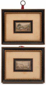 GEORGE BAXTER pair of framed lithograph miniatures, 19th century, ​​​​​​​11 x 14cm each overall