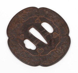 TSUBA antique Japanese bronze sword guard, Meiji Period, 19th century, ​​​​​​​8cm high
