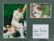 An album containing a collection of autographed displays including Allan Border, Greg Chappell, Adam Gilchrist, Ian Healy, Kim Hughes, Dennis Lillie, Rod Marsh, Ricky Ponting, Mark Taylor, Sachin Tendulkar, Brian Lara and others.&nbsp; - 8