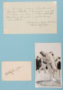 ENGLISH & AUSTRALIAN CRICKETERS: A collection of autographed photographs, cuttings, cards, etc., in an album, including Len Hutton, Denis Compton, John Murray, Norman Yardley, Bill Edrich, Geoff Boycott, Fred Trueman, Jack Iverson, Ray Lindwall, John Glee - 11