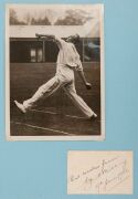 ENGLISH & AUSTRALIAN CRICKETERS: A collection of autographed photographs, cuttings, cards, etc., in an album, including Len Hutton, Denis Compton, John Murray, Norman Yardley, Bill Edrich, Geoff Boycott, Fred Trueman, Jack Iverson, Ray Lindwall, John Glee - 13