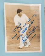 ENGLISH & AUSTRALIAN CRICKETERS: A collection of autographed photographs, cuttings, cards, etc., in an album, including Len Hutton, Denis Compton, John Murray, Norman Yardley, Bill Edrich, Geoff Boycott, Fred Trueman, Jack Iverson, Ray Lindwall, John Glee - 14