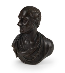 WILLIAM KING TATE antique English bronze bust, circa 1826, engraved on reverse "London 18th dec'r. 1826, Published As The Act Directs, Will'm King Tate", 14cm high