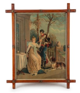 Two antique chromo-lithograph prints, both housed in antique cruciform timber frames, 19th century, ​​​​​​​the larger 77 x 59cm overall