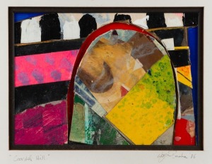 ARTIST UNKNOWN, Coastal Hill, mixed media, signed lower right (illegible) and dated '86", ​​​​​​​14 x 19cm, 41 x 47cm overall