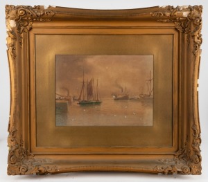 JAMES SWINTON DISTON (1857-1940), (harbour&nbsp;scene), watercolour, signed lower left "J. Swinton Diston", ​​​​​​​25 x 33cm, 57 x 66cm overall