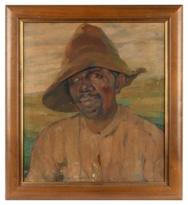 HANS PAAP (1890-1967), (portrait of a man in a hat), oil on canvas, signed lower centre "Hans Paap", title and date illegible, 56 x 51cm, 65 x 59cm overall