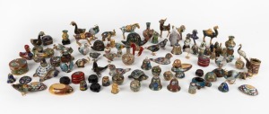 A collection of assorted cloisonne miniature animal ornaments, trinket boxes, miniature vases etc., 20th century, (qty), the largest 7cm high