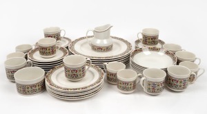 ROYAL DOULTON "Fireglow" vintage English porcelain dinner ware (incomplete), mid 20th century, (57 pieces), factory marks to base