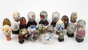 Twenty-two assorted egg ornaments, 19th/20th century