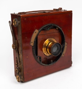 HOUGHTON:&nbsp;4&frac34; x 6&frac12;" plate triple-extension field camera, c. 1900s, with Thornton-Pickard Beck Symmetrical lens.