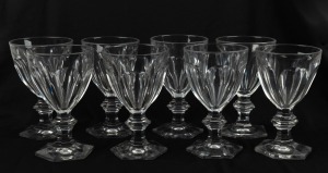 A set of eight antique English ale glasses with faceted sides and hexagonal bases, 19th century, the largest 15cm high
