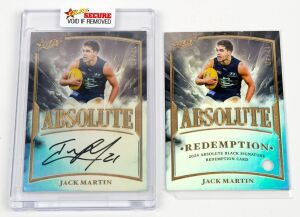 2024 SELECT ABSOLUTE: Limited-edition Signature card for Jack Martin (AB3 #12/40), together with redemption card (ABSR3 #12/40). (2 items)