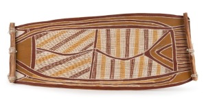 ENGLAND BANGALA (1925-2001), untitled tribal design, earth pigments on bark, signed verso "England Bangala", gallery no.# 2271, 20 x 49cm overall