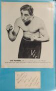 An album containing a collection of signed photographs, cards, postcards and cuttings, with the signatories including Archie Moore, Dado Marino, Sam Ichinose, Freddie Mills, Doug Miller, Rinty Monaghan, Andries Steyn, Manuel Ortiz, Danny O'Sullivan, Jim P - 18