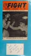 An album containing a collection of signed photographs, cards, postcards and cuttings, with the signatories including Archie Moore, Dado Marino, Sam Ichinose, Freddie Mills, Doug Miller, Rinty Monaghan, Andries Steyn, Manuel Ortiz, Danny O'Sullivan, Jim P - 19