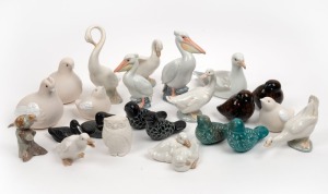 Assorted porcelain and stone bird ornaments including an attractive group of six Nao Spanish porcelain&nbsp;examples, (23 items), the largest 21cm high
