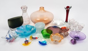 KOSTA LINDSTRAND&nbsp;decanter set, art glass vases including Murano, glass dishes, bowls etc., (22 items), the decanter 22cm high