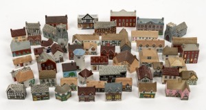 An English miniature village in porcelain, 20th century, (53 items), ​​​​​​​the largest 6cm high