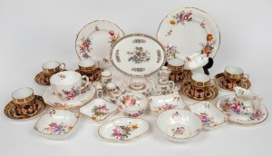 WEDGWOOD porcelain miniature teaware and ornaments, ROYAL CROWN DERBY "Derby Posies" porcelain dishes and teaware; together with a set of six ROYAL CROWN DERBY Imari pattern coffee cups and saucers, 20th century, (qty)