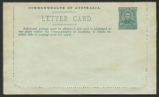 Letter Cards: 1911-12 (BW:LC10/33) 1d KGV Full-Face, perf. 10 on Grey&nbsp;surfaced card,&nbsp;September 1912 printing in blue-green, "Central R'l'y. S't'n, Sydney" illustration, unused Cat $175.