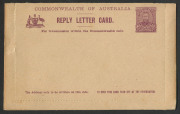 Letter Cards: 1911 1d + 1d Full-Face Design Reply Lettercard, 'Hobart from the Bay' and 'Viaduct near Adelaide, SA' in reddish- purple, minor imperfections unused; BW:LC13.