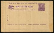Letter Cards: 1911 KGV 1d + 1d Full-Face Reply Lettercard, zig-zag rouletted,&nbsp;"Hobart from the Bay" and "Viaduct near Adelaide, S.A.", unused.&nbsp;&nbsp; - 2