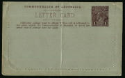 Letter Cards: 1914-18 (BW:LC18/96) 1d KGV Sideface perf.12&frac12; Die 1 in deep brown on Grey Surfaced card with Off-White/Cream interior, "Pall Mall, Bendigo", central fold from being posted under cover, unused. - 2