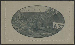 Letter Cards: 1914-18 Military Views (BW:LC25/M2B) 1d KGV Sideface Design Perf.12½ in black on Grey, pink interior, "2nd A.I.F. Embarking (gangway)", very fine unused.