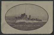 Letter Cards: 1914-18 Military Views (BW:LC25/M4A) 1d KGV Sideface Design Perf.12&frac12;, in deep blue and sepia, on Grey&nbsp;Card, pink interior, "H.M.A.S. Yarra on trial...", 1915 (Dec.2) postal use from Hobart to Campbell Town (Tas); fine condition.