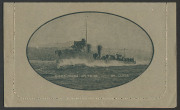 Letter Cards: 1914-18 Military Views (BW:LC25/M4A) 1d KGV Sideface Design Perf.12&frac12;, in greenish-black on Grey&nbsp;Card, pink interior, "H.M.A.S. Yarra on trial...", fine unused.