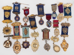MASONIC medals and badges including sterling silver and gilded silver examples, (qty)