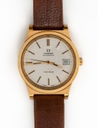 OMEGA automatic wristwatch with date window, baton numerals, gold plated case with stainless steel back, engraved with presentation details verso, ​​​​​​​3.8cm wide include crown&nbsp;