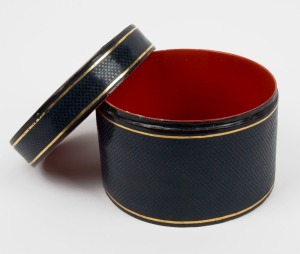 An antique Chinese&nbsp;black lacquer good luck table box with gilt decoration, circa 1900, 16cm high, 21cm wide.