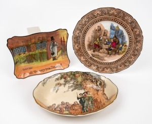 ROYAL DOULTON group of three English porcelain Series ware plates and bowls, factory marks to bases, the oval example 28cm wide