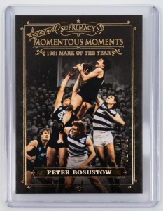 2021 SELECT SUPREMACY MOMENTOUS MOMENTS: Limited-edition card for Peter Bosustow (MM3 #16/70), depicting the 1981 Mark of the Year.