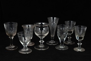 Eight assorted antique cordial glasses, 19th century, 13cm high