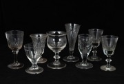 Eight assorted antique cordial glasses, 19th century, ​​​​​​​13cm high