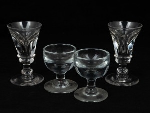 Four antique English toast master's glasses, 19th century, largest 11cm high