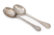 Two antique trefid spoons comprising of a Britannia silver standard London example, circa 1702; and a London sterling silver example, circa 1726, the larger 20.5cm long, 92 grams total