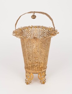 A filigree silver basket with gilt finish, 20th century, ​​​​​​​19cm high, 192 grams